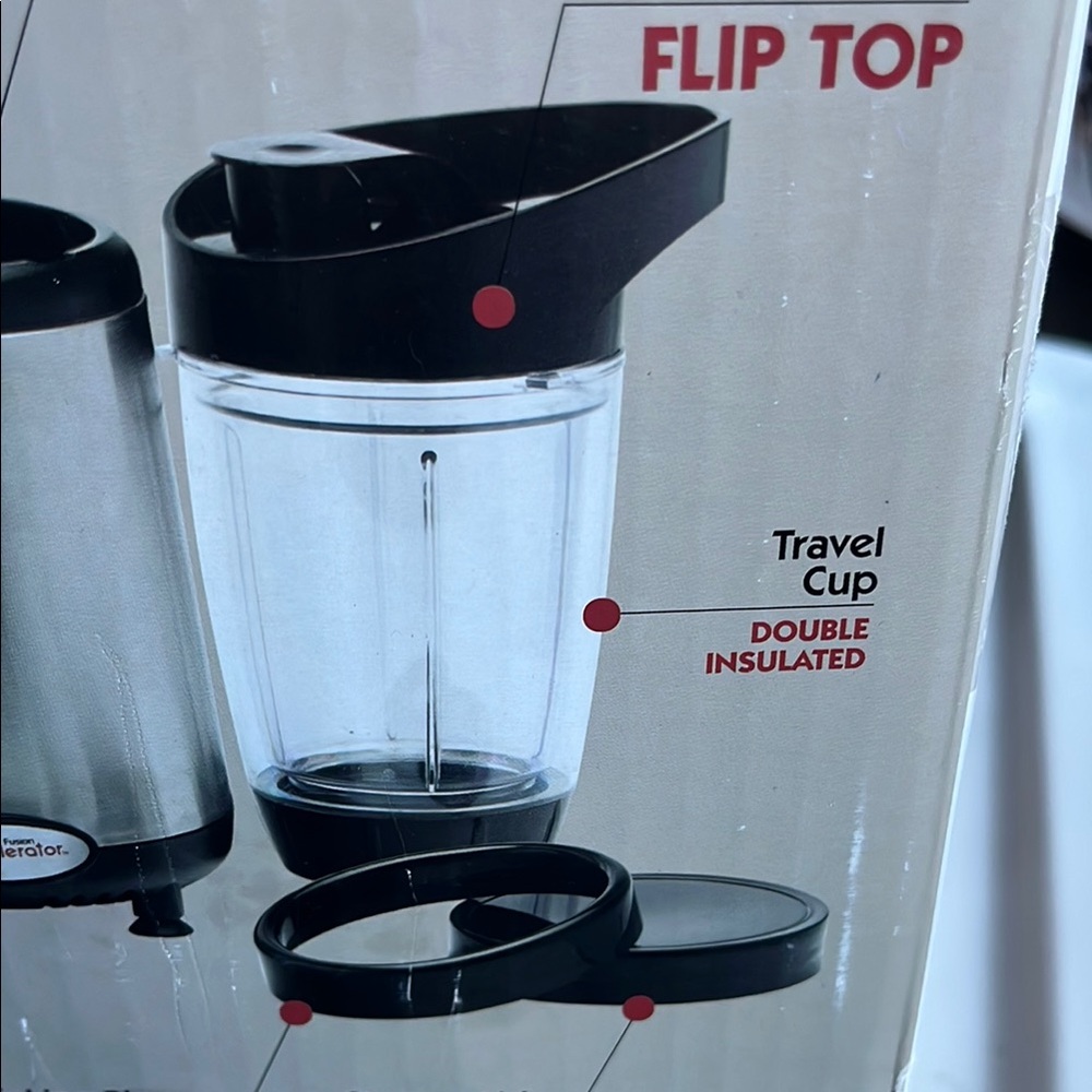 Double Insulated Travel Cup with Flip Top Lid - Black